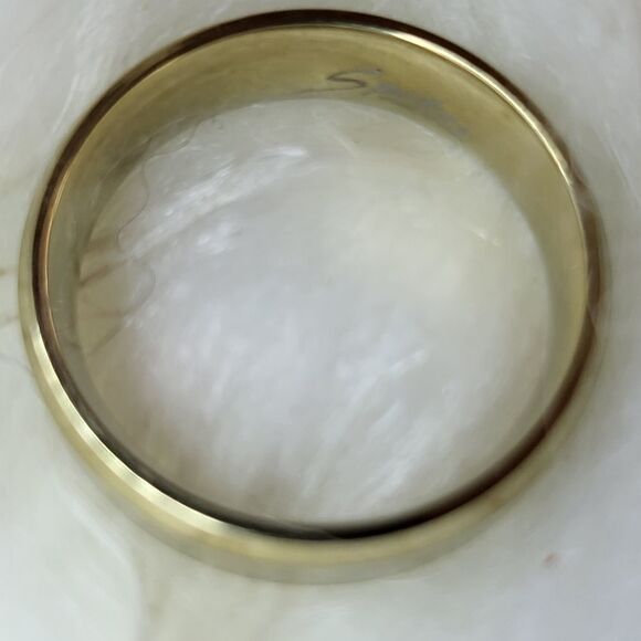 𝅺Gold band with silver etched heartbeat sz 9 - Picture 3 of 3